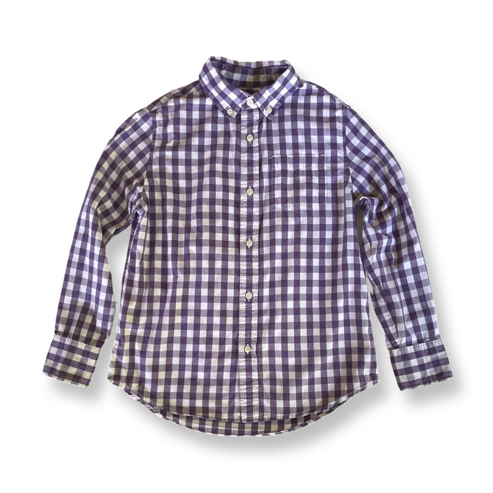 J.Crew crewcuts Purple & White Gingham Button-Down Shirt - Size 8